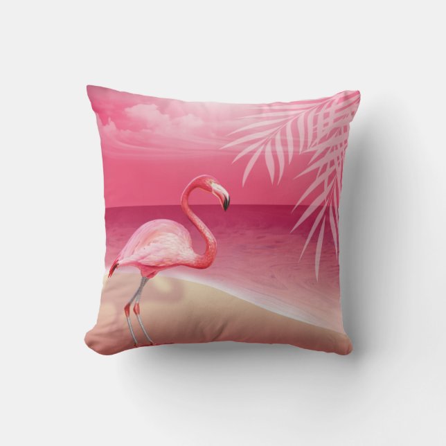 Flamingo Beach Wedding | pink Cushion (Front)