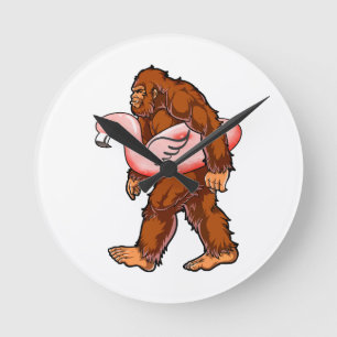 Flamingo Bigfoot  Round Clock