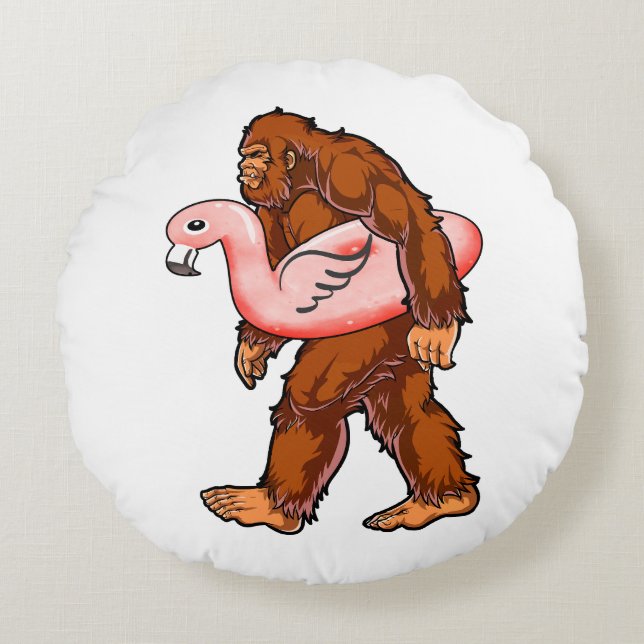 Flamingo Bigfoot Round Cushion (Front)