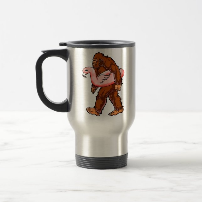 Flamingo Bigfoot Travel Mug (Left)