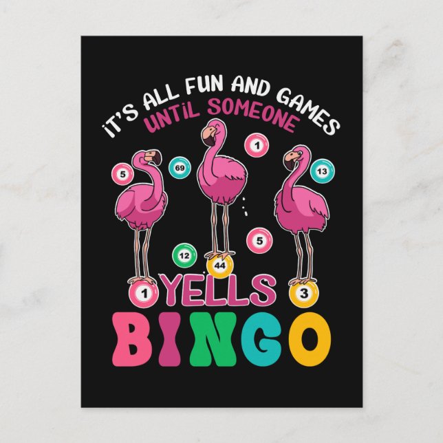 Flamingo Bingo Funny Postcard (Front)