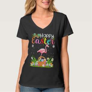 Flamingo Bird Bunny Egg Hunting Flamingo Happy Ea T-Shirt