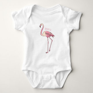 Flamingo bird cartoon illustration baby bodysuit