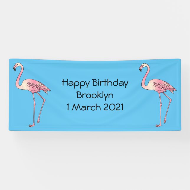Flamingo bird cartoon illustration  banner (Horizontal)