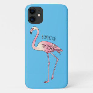 Flamingo bird cartoon illustration iPhone 11 case