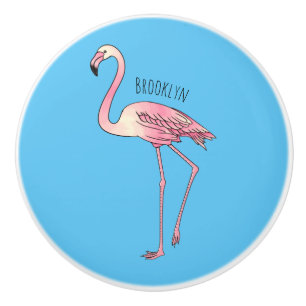 Flamingo bird cartoon illustration ceramic knob