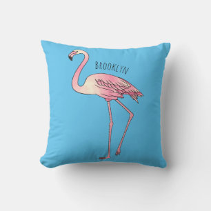 Flamingo bird cartoon illustration cushion