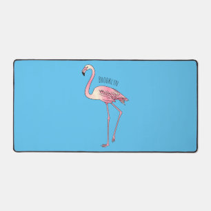 Flamingo bird cartoon illustration  desk mat