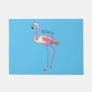 Flamingo bird cartoon illustration  doormat
