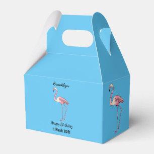 Flamingo bird cartoon illustration favour box