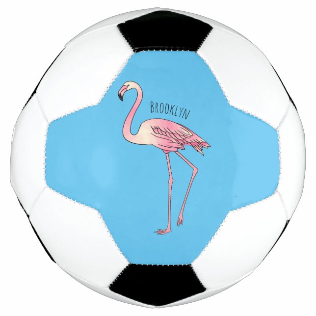 Flamingo bird cartoon illustration football (Front)