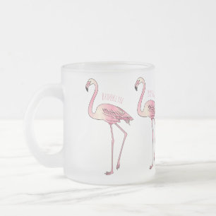 Flamingo bird cartoon illustration frosted glass coffee mug