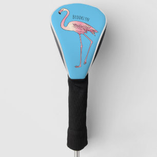 Flamingo bird cartoon illustration  golf head cover