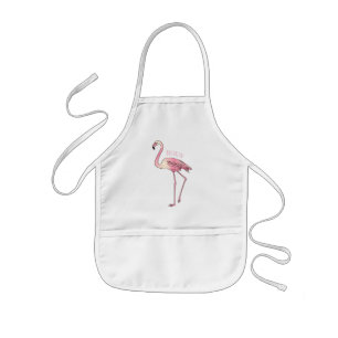 Flamingo bird cartoon illustration  kids apron