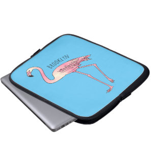 Flamingo bird cartoon illustration laptop sleeve