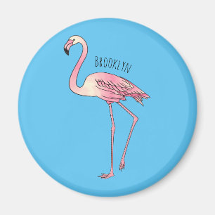 Flamingo bird cartoon illustration magnet