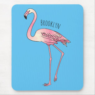 Flamingo bird cartoon illustration  mouse mat