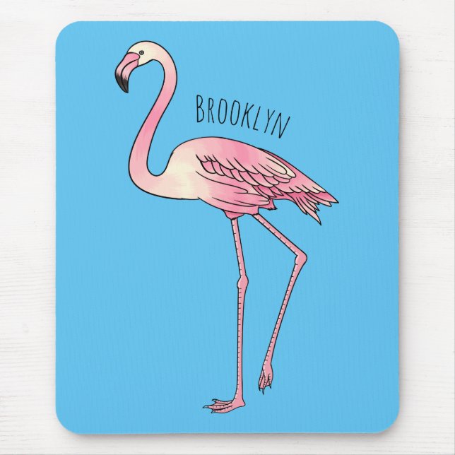 Flamingo bird cartoon illustration  mouse mat (Front)