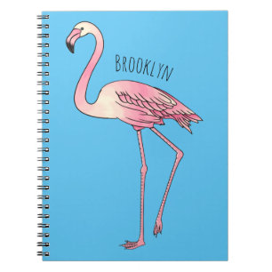 Flamingo bird cartoon illustration notebook