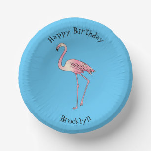 Flamingo bird cartoon illustration paper plate