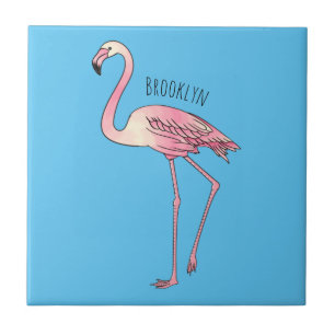 Flamingo bird cartoon illustration tile