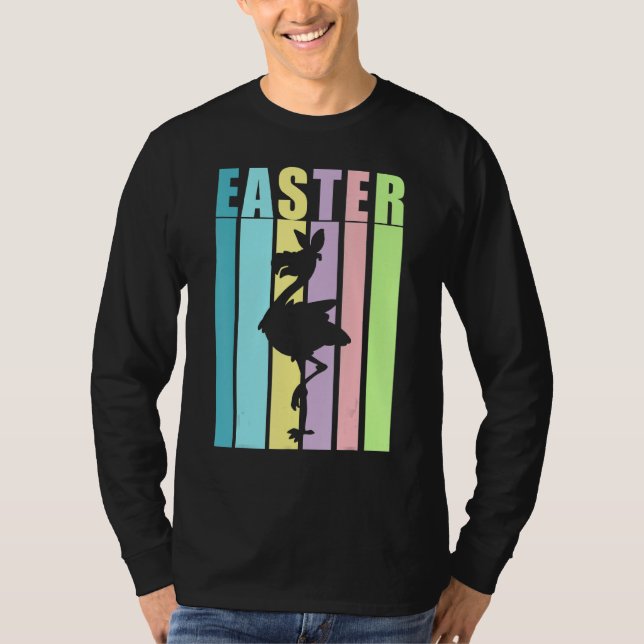 Flamingo Bird Happy Easter Cute Funny Spring Fun H T-Shirt (Front)