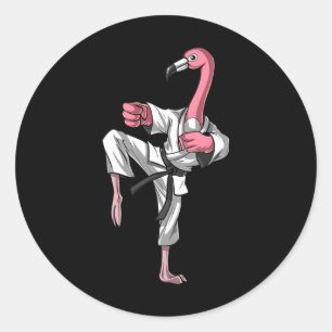 Flamingo Bird Karate Kickboxing Kung Fu Ninja Mart Classic Round Sticker
