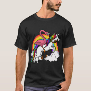 Flamingo Bird Riding Unicorn T-Shirt