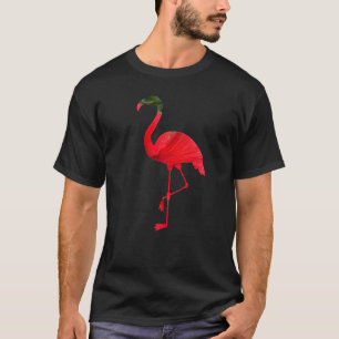 Flamingo Bird Silhouette with Red Hibiscus Flower T-Shirt