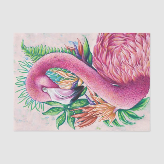 Flamingo Bird Tropical Floral Funny Tissue Paper (Front)