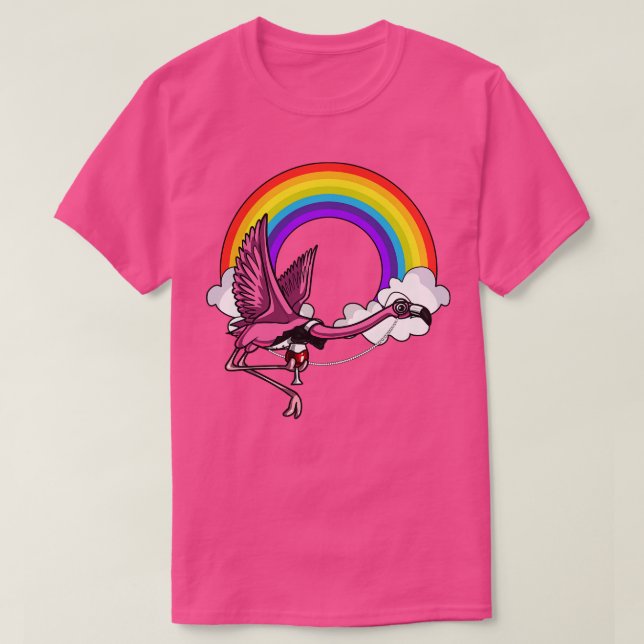 Flamingo Bird Wine Party T-Shirt (Design Front)