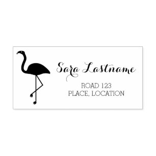 Flamingo Bird With Custom Address Info Self-inking Stamp
