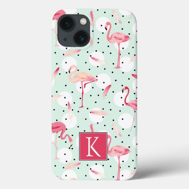 Flamingo Bird With Feathers | Add Your Initial Case-Mate iPhone Case (Back)