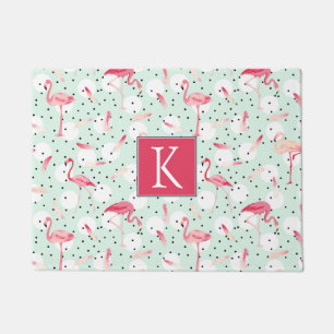 Flamingo Bird With Feathers Add Your Initial Doormat