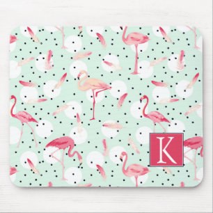 Flamingo Bird With Feathers Add Your Initial Mouse Mat