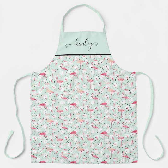 Flamingo Bird With Feathers Apron (Front)