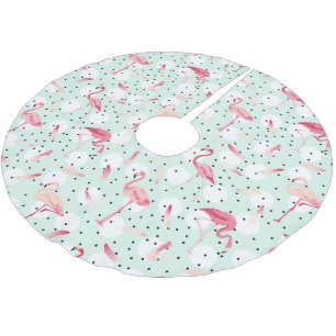 Flamingo Bird With Feathers Brushed Polyester Tree Skirt