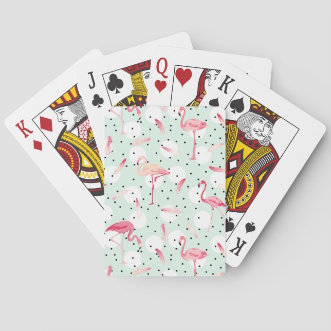 Flamingo Bird With Feathers Playing Cards (Back)