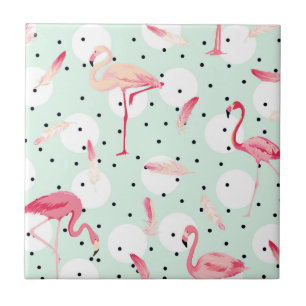 Flamingo Bird With Feathers Tile