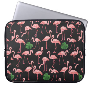 flamingo bird with monstera palm leaves pattern.  laptop sleeve