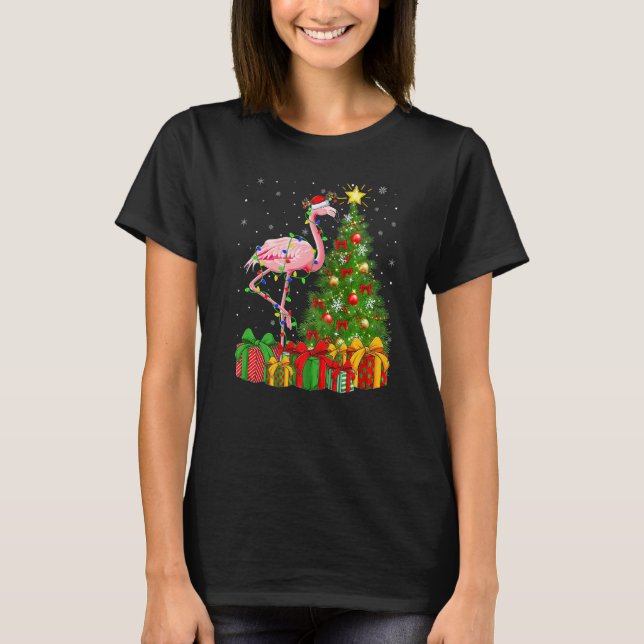 Flamingo Bird  Xmas Holiday Santa Flamingo Christm T-Shirt (Front)