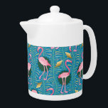 Flamingo Birds 20s Deco Ferns Pattern Blue Gold<br><div class="desc">This elegant flamingo bird pattern decorative design is made in a retro 20s Art Deco style. The bright pink flamingos rest against a background that includes fern fronds in bold colours and geometric rectangular shapes in shades of gold, all on a backdrop of vintage blue. This original, stylised design is...</div>