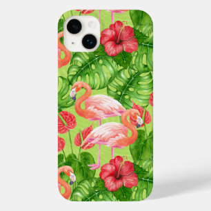 Flamingo birds and tropical plants Case-Mate iPhone 14 plus case