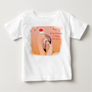 Flamingo Birds  Christmas, New Year Baby T-Shirt