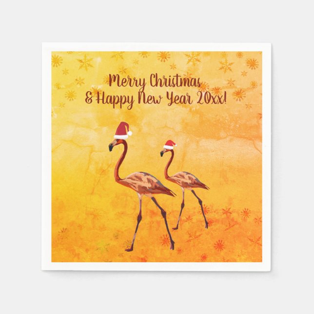 Flamingo Birds New Year Napkin (Front)