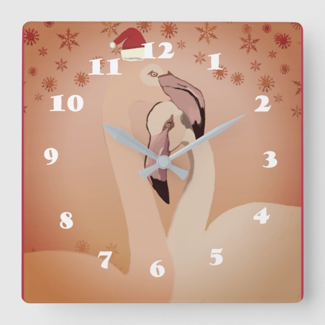 Flamingo Birds New Year  Wall Clock (Front)