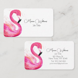Flamingo Birds Watercolor Pink Tropical Business Card