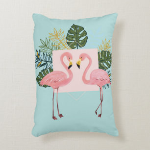 Flamingo Birds With Leaves Flamingo Palm Leaves Decorative Cushion