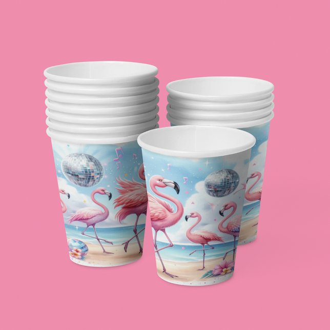 Flamingo Birthday Beach Party Paper Cups (Creator Uploaded)