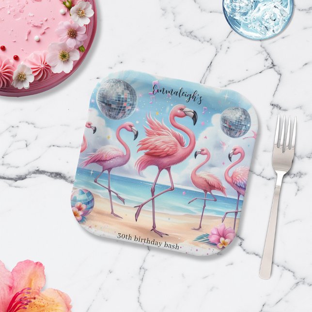 Flamingo Birthday Beach Party Paper Plate (Creator Uploaded)